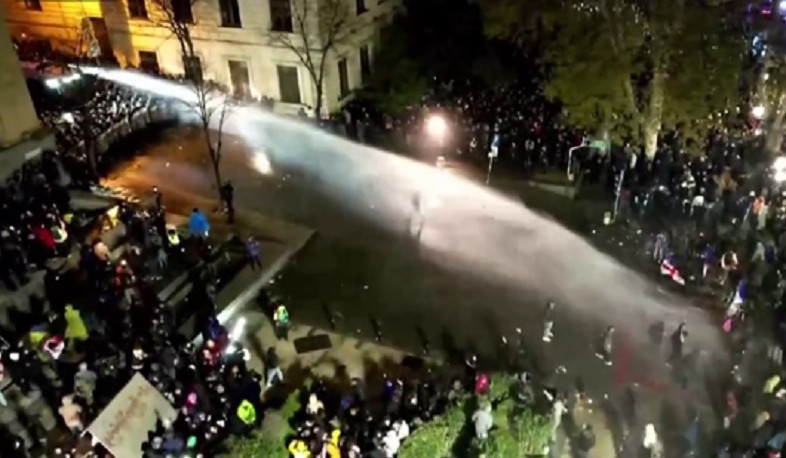 Police use water cannons to disperse pro-EU demonstrators in Tbilisi