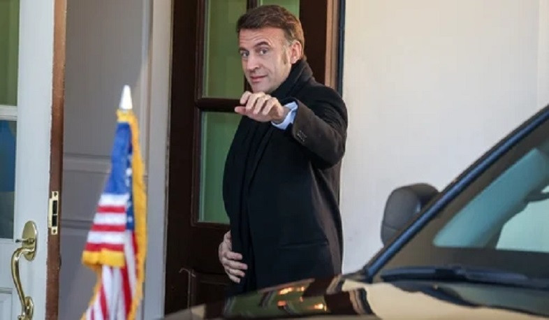 French President Macron arrives at White House for G7 leader summit call