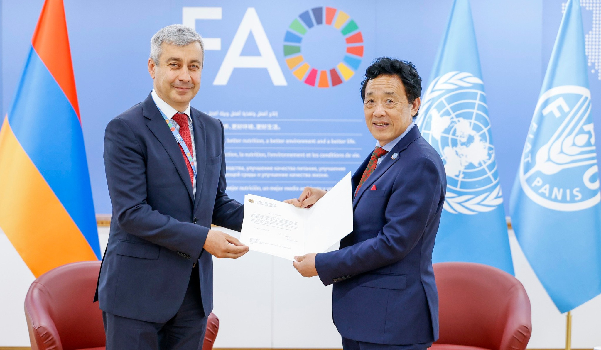 Դեսպան Կարապետյանը իր հավատարմագրերն է հանձնել ՄԱԿ-ի Պարենի և գյուղատնտեսության կազմակերպության գլխավոր տնօրենին