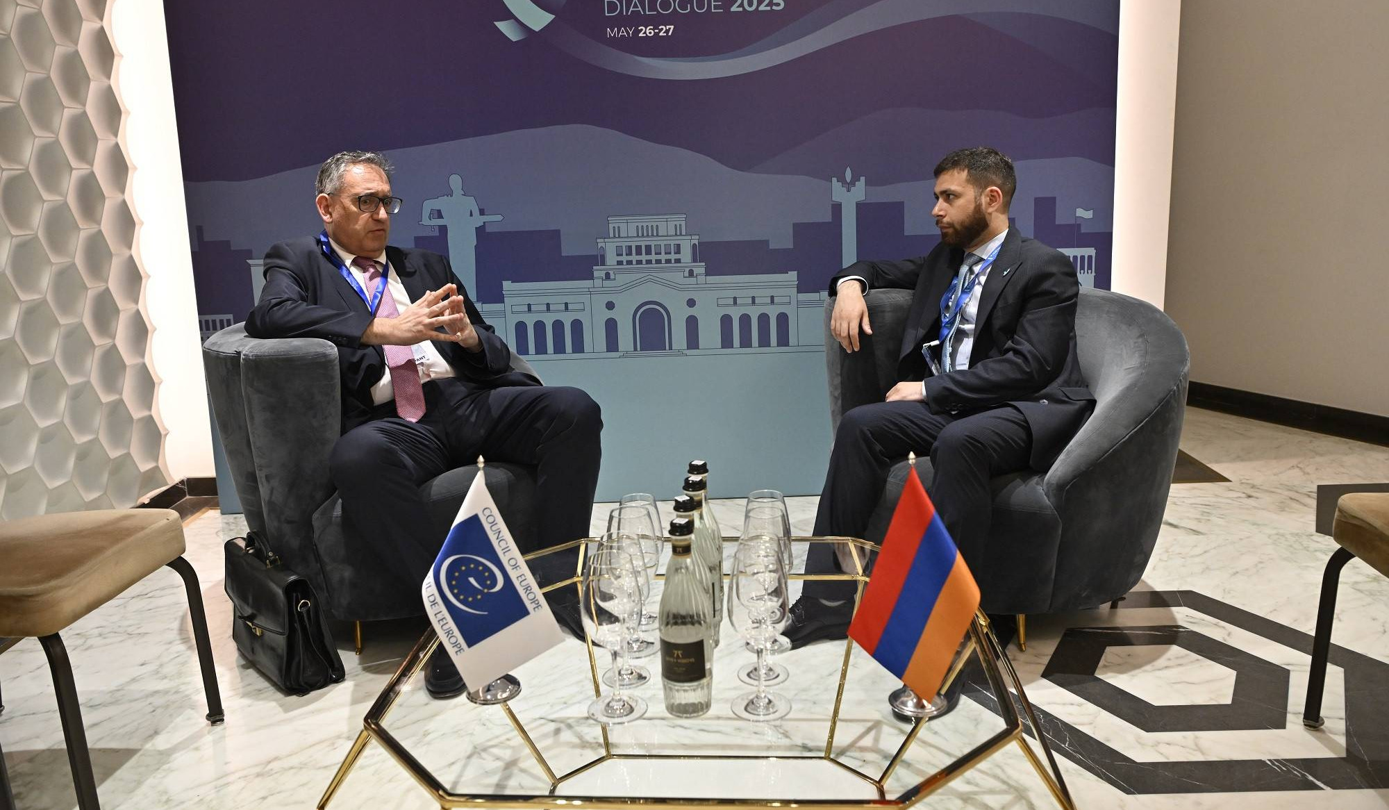 Meeting of Deputy Foreign Minister of Armenia Vahan Kostanyan with Director of Political Affairs and External Relations of Council of Europe Miroslav Papa