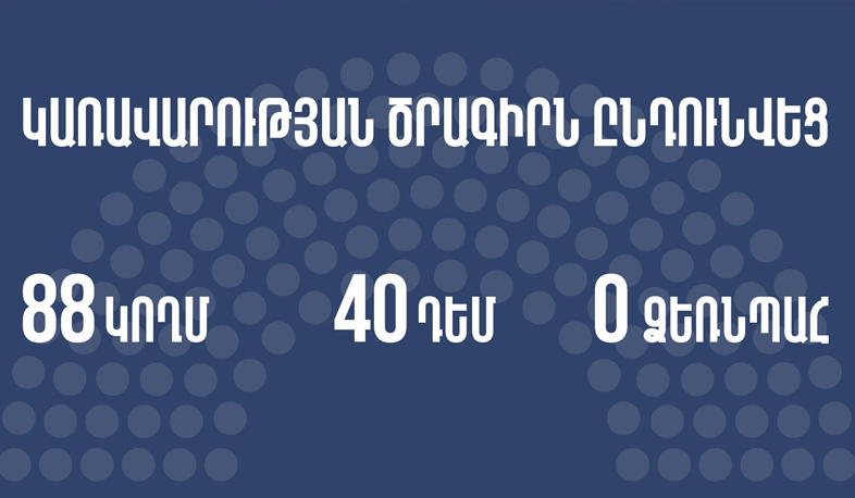 Հաստատվեց կառավարության հնգամյա ծրագիրը