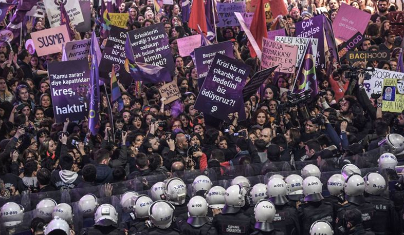 Women’s protests met with violence in Azerbaijan and Turkey