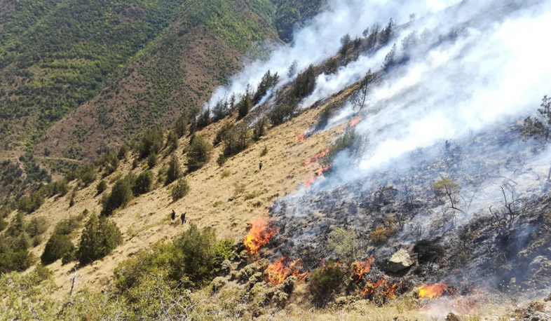 Fire rages on Ara Mountain