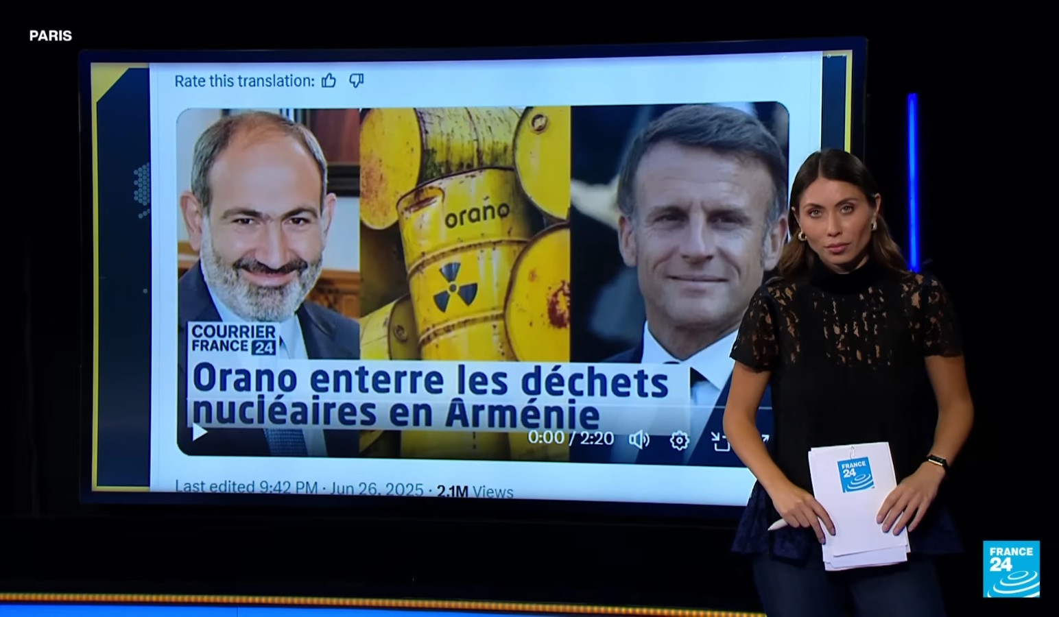 France 24 опровергает ложную информацию о перевозке французских ядерных отходов в Армению фактами