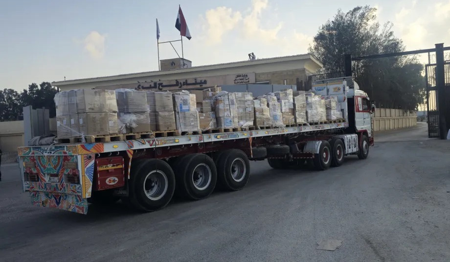 Aid trucks in Egypt's Rafah head towards Gaza