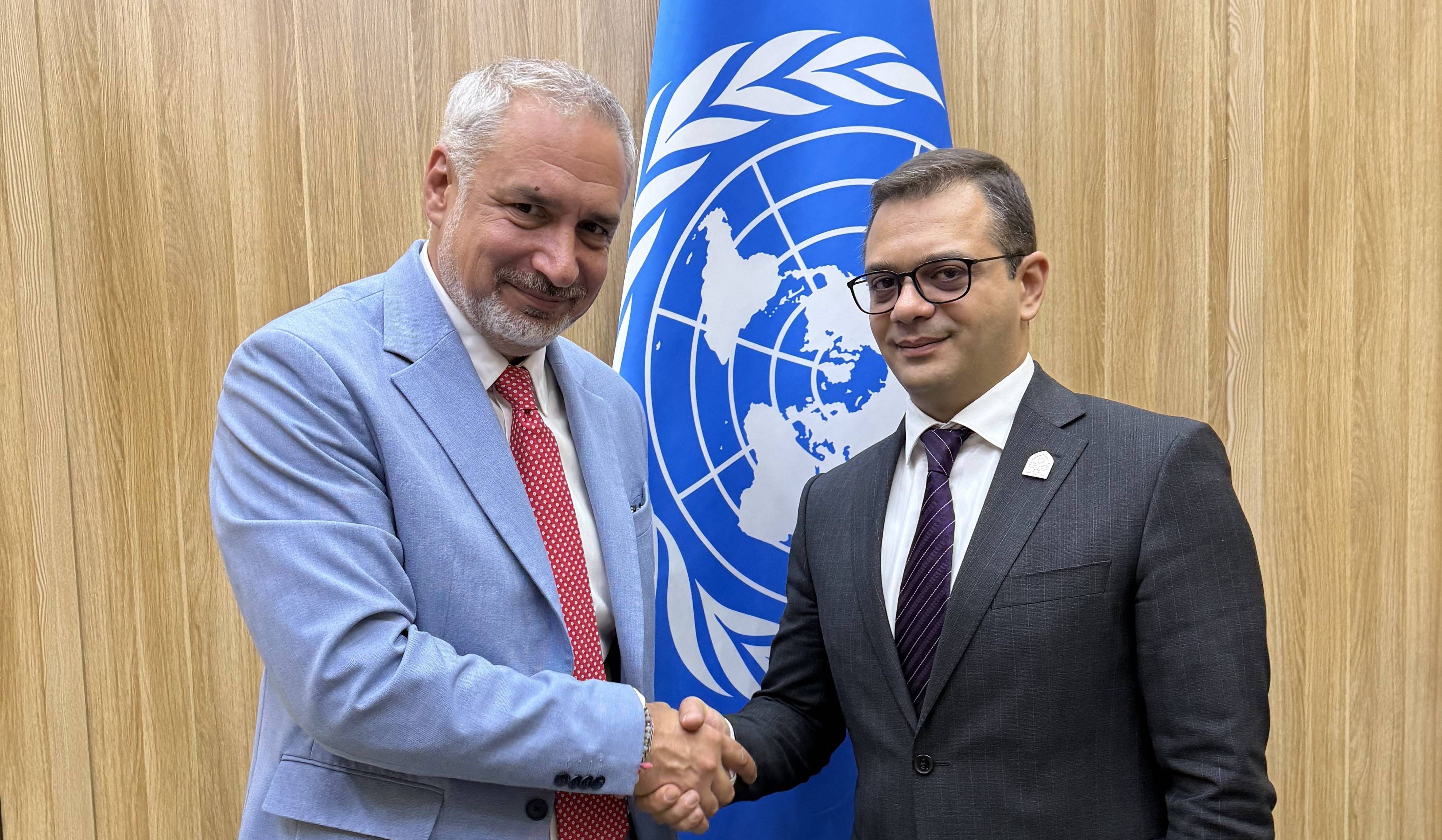Meeting of Deputy Foreign Minister of Armenia Robert Abisoghomonyan with UNESCO Assistant Director-General Ernesto Ottone and Assistant Director-General Lidia Brito