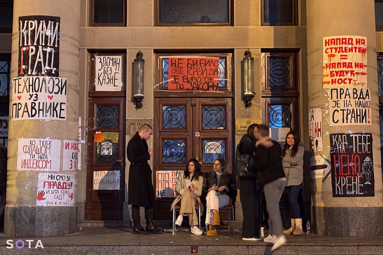 Serbians protest outside parliament in Belgrade