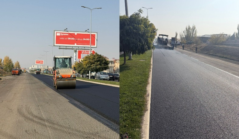 Միջին նորոգման աշխատանքներ՝ Մ-1, Երևան-Գյումրի ճանապարհի մի հատվածում