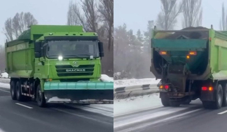 Աղ-ավազով մշակման աշխատանքներ՝ Երևան-Սևան ճանապարհին