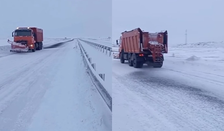 Աղ-ավազով մշակման աշխատանքներ՝ Երևան-Գյումրի ճանապարհին