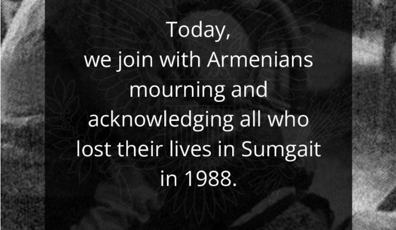 Միանում ենք հայերին` սգալով Սումգայիթում զոհ գնացածների հիշատակը. ԱՄՆ դեսպանություն
