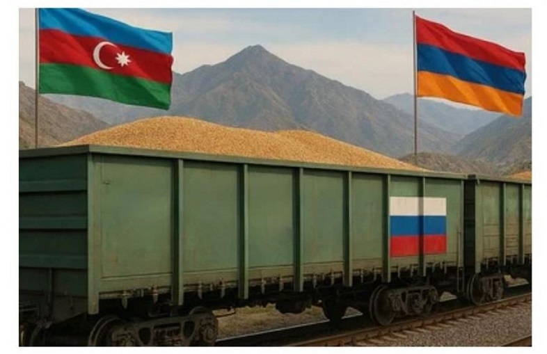 Ռուսական հացահատիկով բեռնված գնացքը Ադրբեջանի և Վրաստանի տարածքով շարժվում է Հայաստան