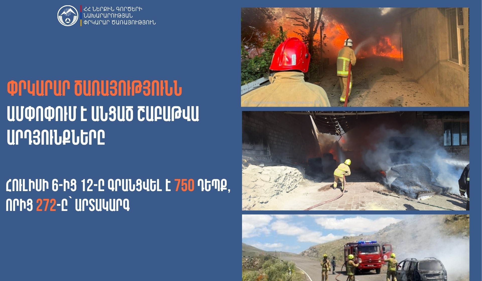 Մեկ շաբաթում ՆԳՆ օպերատիվ կառավարման կենտրոնում գրանցվել է 750 դեպք, որից 272-ը՝ արտակարգ